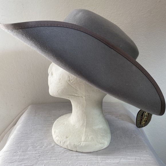 Scala Classics Hat NWT Grey Wool Rolled Wide Brim Hat Minimalist Chic 57 cm - Picture 1 of 9